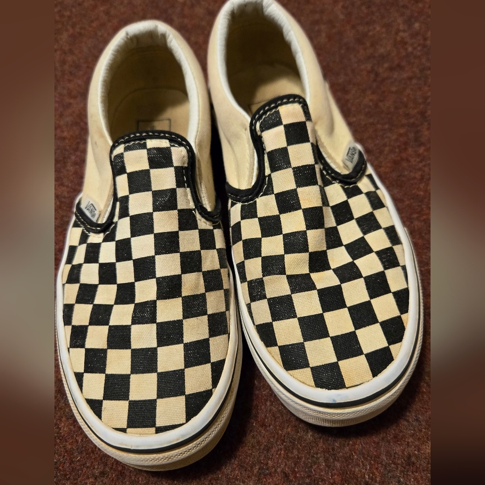 Vans Kids Checkerboard Slip-On Sneakers Black & White Little Kid 1.5